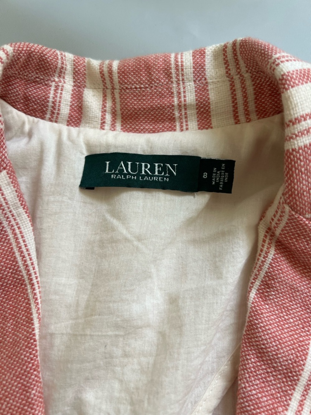 Lauren Ralph Lauren Light weight Striped Cotton Blazer Jacket Size 8 - Picture 5 of 12